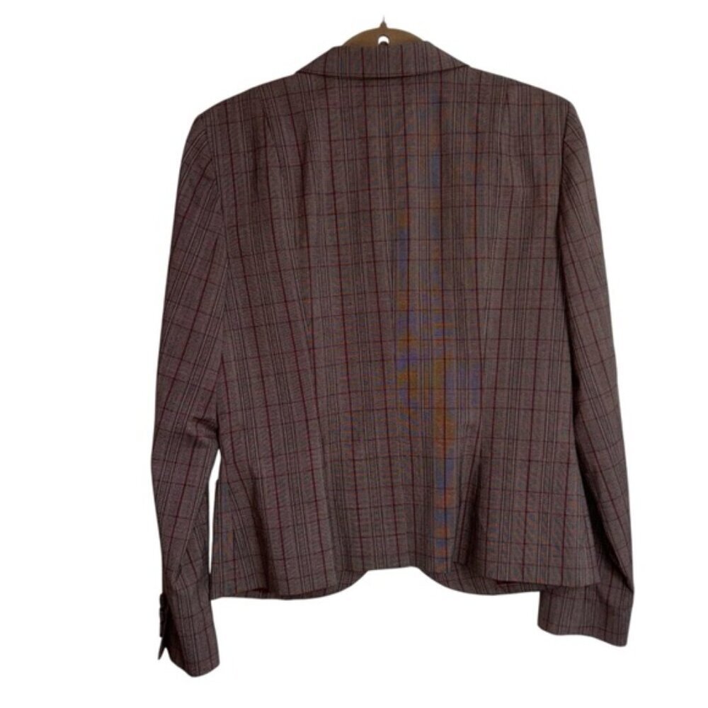 Kenneth Cole Plaid Blazer Women's Brown Size 12 - Picture 2 of 10